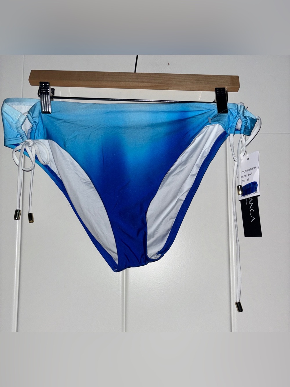 La Blanc Ocean Oasis Loop Hipster Ombre Moderate Back Bikini Bottom Women 16 NEW